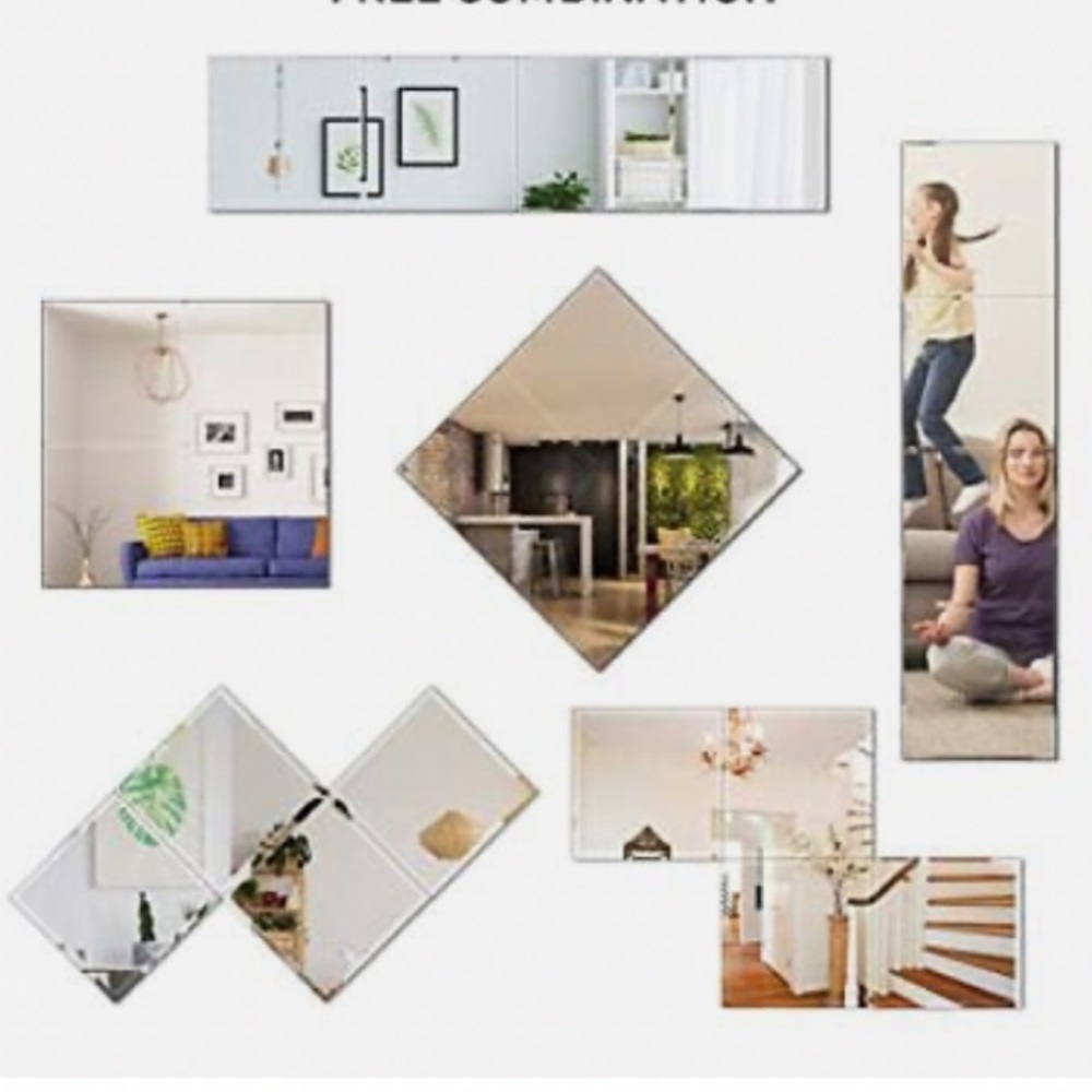 🆕 Wall Mirror Tiles - 4 Pieces